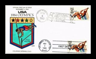 Dr Jim Stamps Us Collins Hand Colored Fdc Olympics Pole Vaulting 1984 Scott C112