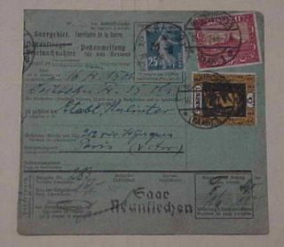 Saar Mixed France 1924 Neukirchen B/s Paris On Packet Card