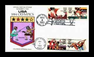 Dr Jim Stamps Us Collins Hand Colored Fdc Olympics 1984 Scott C109 - C112