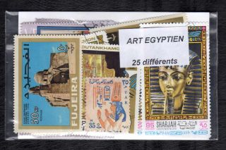 Art Egyptian - Egyptian Art 25 Stamps Different Obliterated