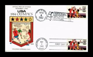 Dr Jim Stamps Us Collins Hand Colored Fdc Olympics Volleyball Scott C111