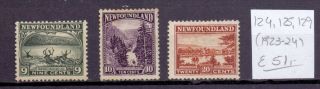 Newfoundland 1923 - 1924.  Stamp.  Yt 124,  125,  129.  €51.  00
