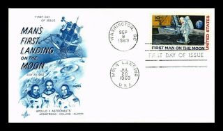 Dr Jim Stamps Us Mans Landing On Moon Apollo 11 Air Mail Fdc Cover Scott C76