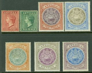 Edw1949sell : Antigua 1884 - 1903 Scott 18 - 19,  23 - 27 Very Fine,  Og Cat $198.