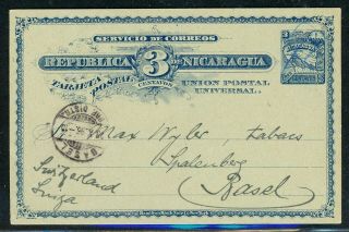 Nicaragua Postal History: Lot 26 1896 3c Pc Corinto - Basel Switzerland $$$