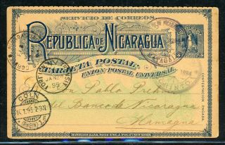 Nicaragua Postal History: Lot 25 1894 3c Pc Matagalpa - Cologne Via Nyc $$$