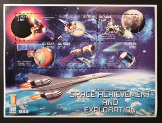Guyana Space Exploration Stamp Sheet Mnh Millennium 2000 Space Odyssey Apollo 11
