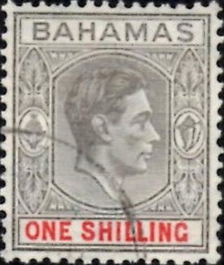 Bahamas 1942 King George Vi 1/ - Brownish Grey & Scarlet Sg.  155a