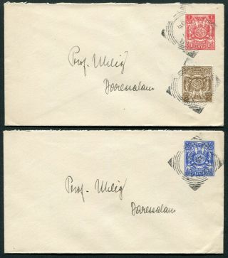 Zanzibar 1904 Postal Stationery Envelopes 1a & 2½a U.  8 & U.  9 U To Dar Es Salaam