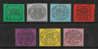 Italy Papal States 1867 Hinged Complete Set Of 7 Sass 13 - 20 Cv €7500