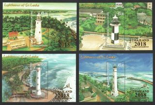 Sri Lanka 2018 Lighthouses Overprint Thailand 2018 4 X Souvenir Sheet Of 1 Stamp