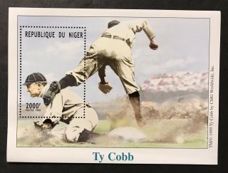 Niger 1999 Mnh Ty Cobb Stamps Souvenir Sheet Detroit Tigers Baseball Sports