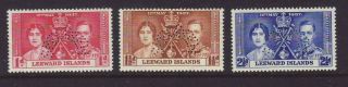 1937 Leeward Island Coronation Set Perforated Specimen Muh