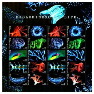 100 Bioluminescent Life Forever Stamps - Holographic Ocean Fish Life Collectible