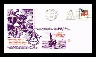 Dr Jim Stamps Us Space Shuttle Columbia Engines Returned Event Cover 1980