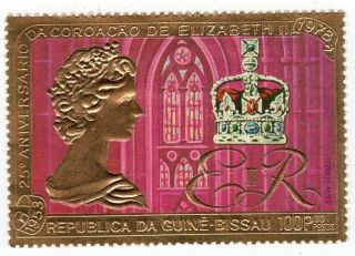 Guinea - Bissau 1978 25th Anniv Coronation Gold Foil 100p Lhm