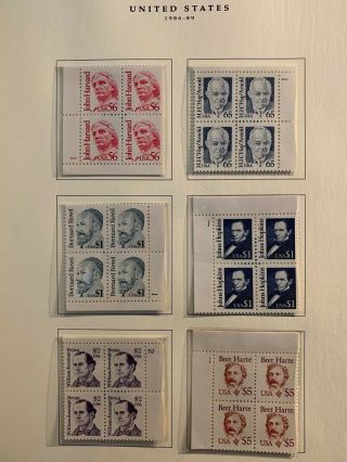 Us,  Scott 2168 - 2196 Set Of 28 Great Americans Issue Plate Blocks Of 4 Mnh