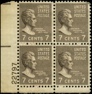 Us 812 Plate Block Of 4 Never Hinged Mnh Prexy Series Electric Eye Plate