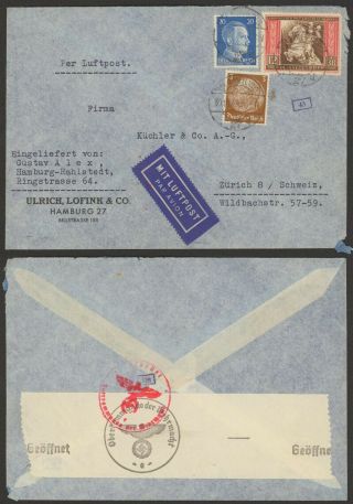 Germany Wwii 1942 - Air Mail Cover To Zurich Switzerland - Censor 34829/1