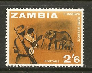 Zambia Scott 14 2/6 Elephant Stamp Vlh,  In Usa