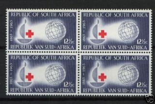 South Africa 1963 Sg 226 12.  5c Red Cross Mnh Block