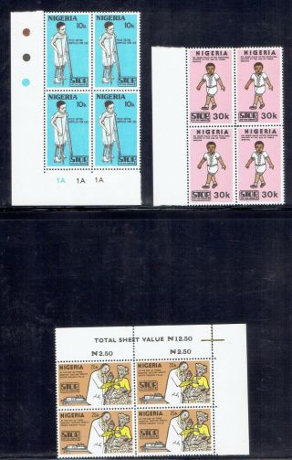 Nigeria,  Medicine,  Mnh Quartblock Stamps,  Lot No.  4