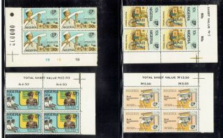 Nigeria,  Communications,  Mnh Quartblock Stamps,  Lot No.  27
