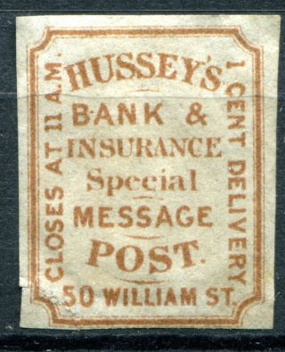(910) Good 1862 U.  S.  Local " Husseys 1c Delivery " Brown M.  Mh S 87l18