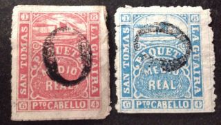 San Tomas La Guaira 2 X Early Stamps Both