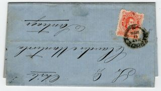 Argentina 1874 Rivadavia 5c Complete Folded Letter Mendoza To Chile Santa Rosa