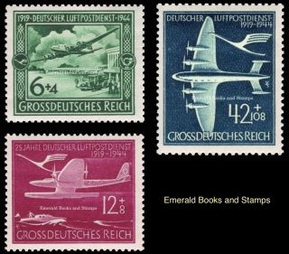 Ebs Germany 1944 25th Anniversary German Air Mail Service Michel 866 - 868 Mnh