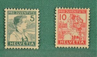 Switzerland Stamps 1915 Pro Juventute Sg J1a - J 2 H/m No Gum (c118)