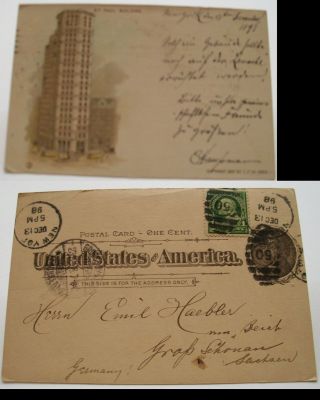 Usa Picture Postal Stationery Card To Germany 1898.  York St.  Paul Building