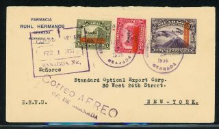 Nicaragua Postal History: Lot 15 1936 Air Post Granada - York $$$