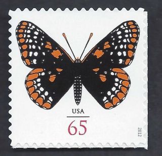 Us Scott 4603 - 2012 - 65¢ Baltimore Checkerspot Butterfly - Mnh