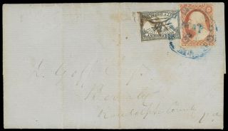 Baltimore Md 1¢ Black 1lb8 Carrier W/3¢ 26 Tied On 1860 Letter To Va Cat $225