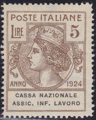Italy 1924 Franchise / Parastatali L.  5 C.  N.  A.  I.  L.  Mnh Signed T21096