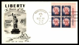 Mayfairstamps Us Fdc 1954 Statue Of Liberty Block Fleetwood First Day Cover Wwb_