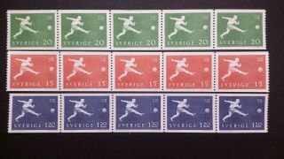 H121,  H122 Sweden 1958 Scott 524 - 526 Soccer World Cup Football Mnh Stamps