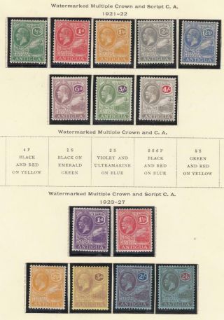 Antigua 42 - 57 Mlh Kgv Issues Missing 2 Cat Value $225