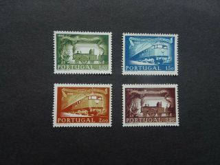 Portugal 100th Anniversary Of Railways Stamp Set Dated 1956