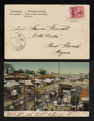 China: German 10pf Overprinted Stamp On Post Card To Germany
