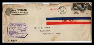 Dr Jim Stamps Us Holyoke Cam 1 Experimental First Flight Air Mail Legal Cover