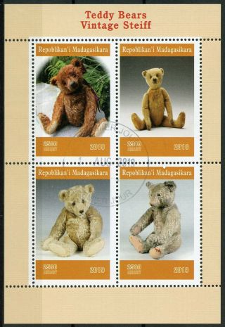 Madagascar 2019 Cto Vintage Steiff Teddy Bears 4v M/s Stamps