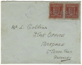 Gb Guernsey German Occupation Cover With 1d Blue Paper Pair.  1 Stamp Missing