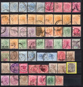 Malaya Singapore Straits Settlements States 1867 - 1902 Qv Selection Of Use Stamps