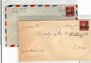 Costa Rica 2 Roosevelt Fdr Cover From Nicoya And San Jose To Limon 1953 Amc