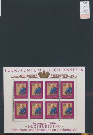 Xb73431 Liechtenstein 1986 Franz Joseph Ii Xxl Sheet Mnh Cv 38 Eur