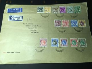 Singapore Malaya Qeii Definitives Set On Cover Registered 16/02/1955
