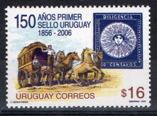 Postage Stamp 150 Aniv Horse Carriage Post Coach Uruguay Sc 2164 Mnh Stamp